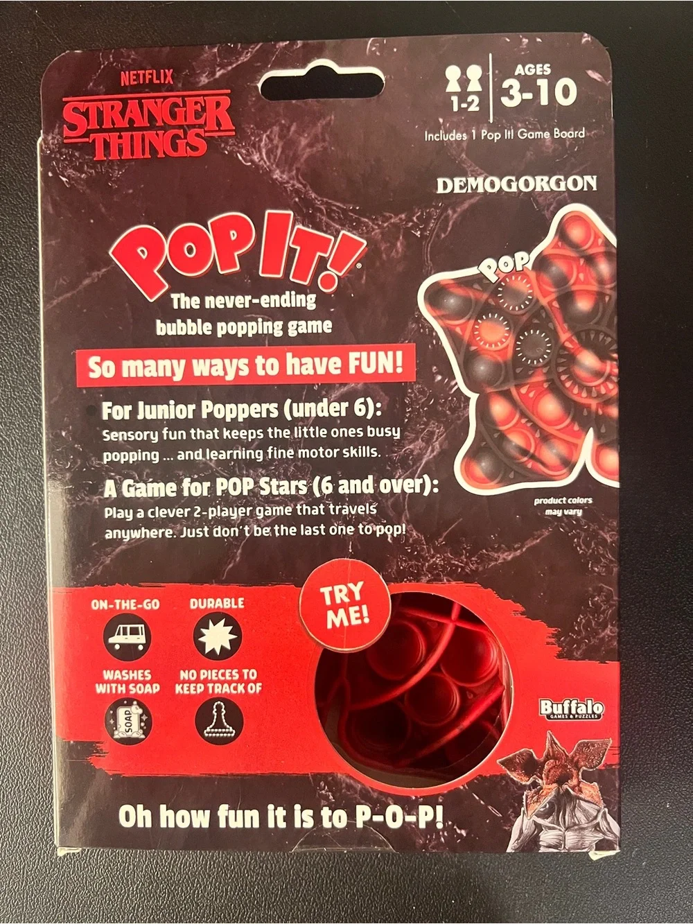 Stranger Things Demogorgon Pop It Fidget Toy Netflix Buffalo Games Red NEW